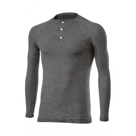 SERAFINO MERINOS - MERINOS WOOL CREW-NECK JERSEY WITH BUTTON PLACKET